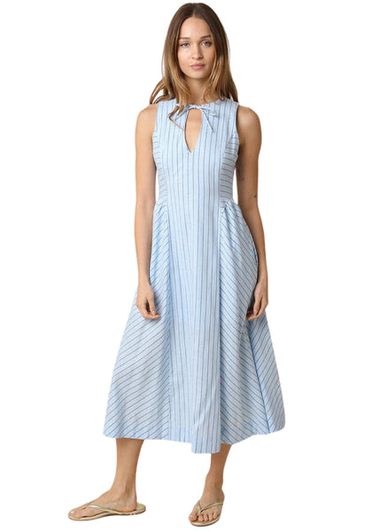 Tori Blue Stripe Midi Dress