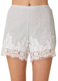 Lisa Gingham Lace-Hem Shorts