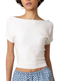 Angela Boat Neck Tee - Ivory
