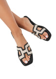 Gordy Sandal - Wheat Linen Black