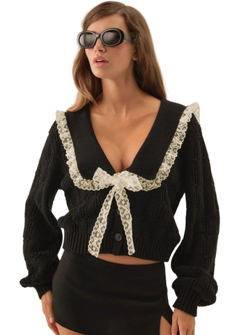 Frency Pointelle Knit Cardigan