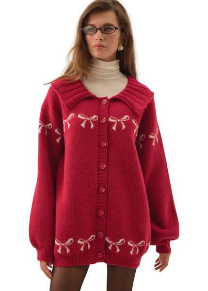 Bow Intarsia Knit Sweater