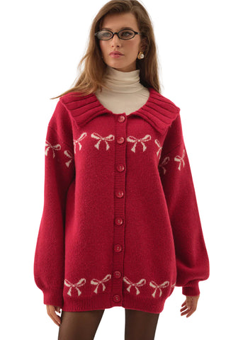 Bow Intarsia Knit Sweater