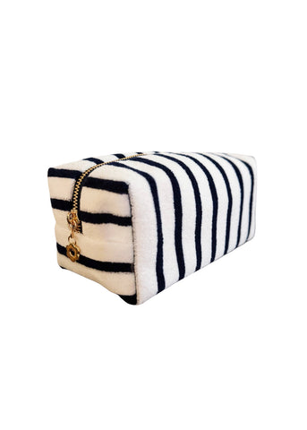 Terry Cloth Striped Cosmetic Case