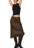 Dark Chocolate Lace Hem Skirt