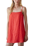 Simple Linen Mini Dress - Chili