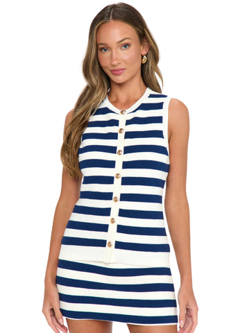 Devin Tank - Navy Stripe Knit