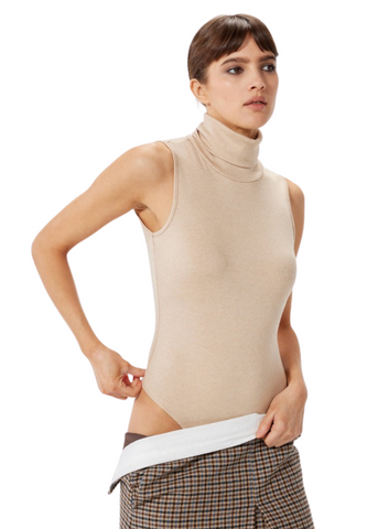 Turtleneck Tank Bodysuit - Oatmeal