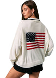 USA FLAG HALF ZIP SWEATER