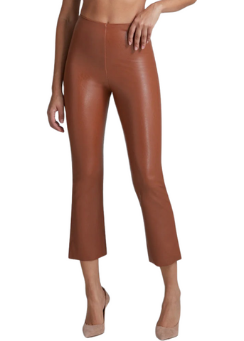 Faux Leather Cropped Flare - Cocoa