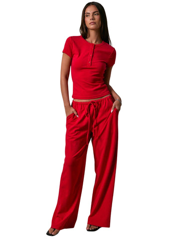 Drawstring Wide Leg Pant