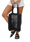 Ella Shoulder Bag - Black Crochet