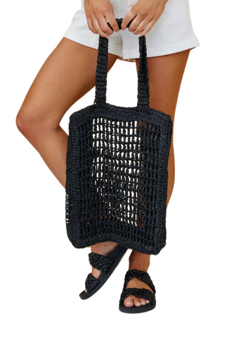 Ella Shoulder Bag - Black Crochet