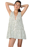 Plaid Tie Front Mini Dress