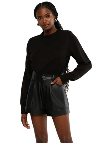 Vegan Leather Cuffed Short