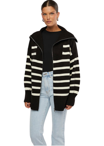 Striped Sweater Zip Up