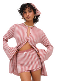 Gingham Knit Skort - Mauve Pink