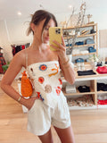 Bon Appetit Embroidered Scarf Top