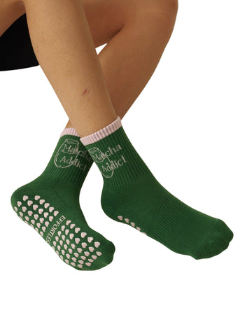 Matcha Addict Grip Pilates Socks