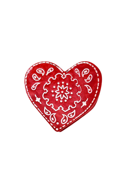Paisley Heart Claw Clip - Red