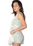 Gingham Floral Embroidered Short