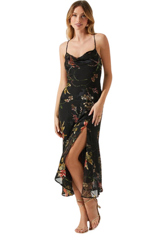 Gaia Dress - Black Orange Burnout