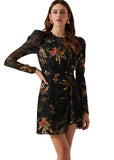 Cindy Dress - Black Orange Burnout