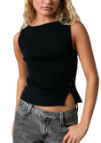 Boatneck Knit Sleeveless Top