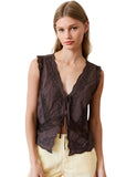 Chocolate Lace Trim Top