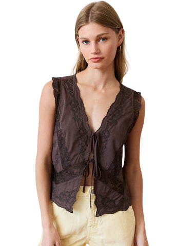 Chocolate Lace Trim Top