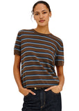 Cotton Cashmere Short Sleeve - Mocha Stripe