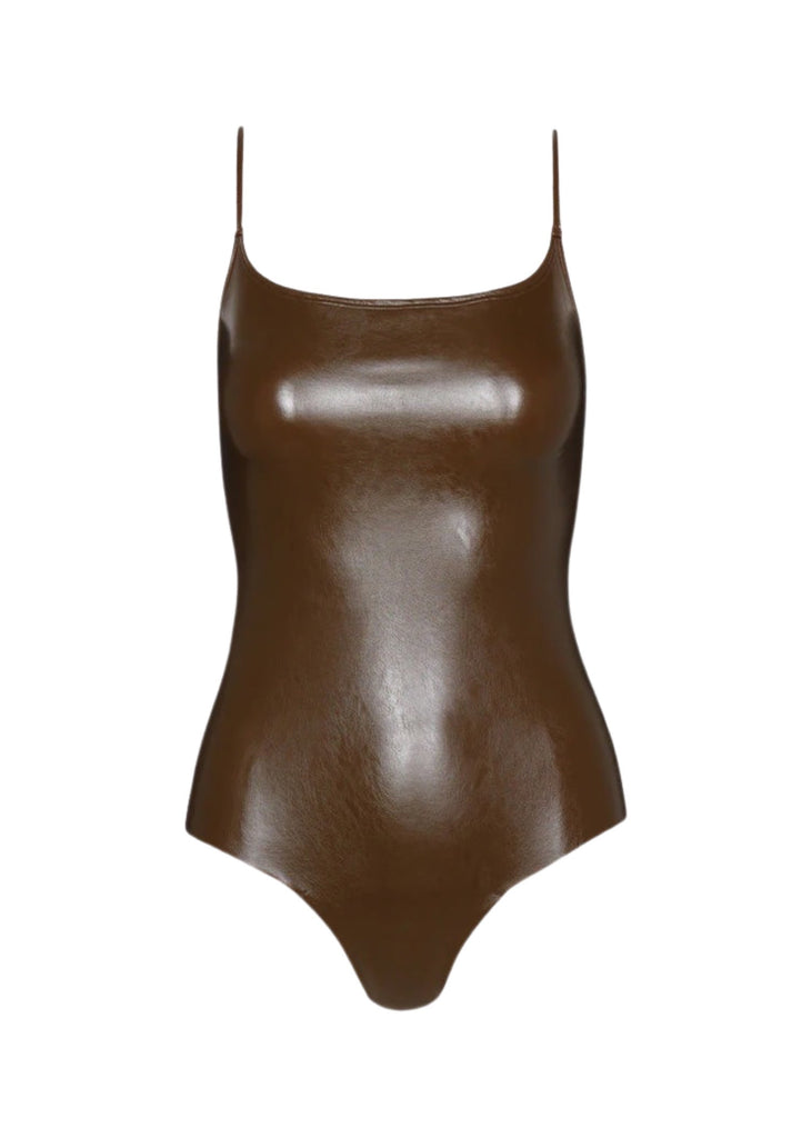 Commando Faux Leather Cami Bodysuit - Cadet