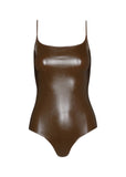 Faux Leather Cami Bodysuit - Cadet
