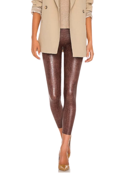 Faux Leather Animal Legging