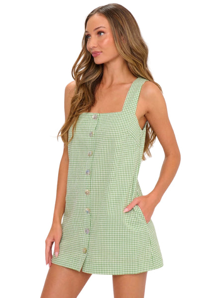 Everly Mini Dress - Field Green Gingham