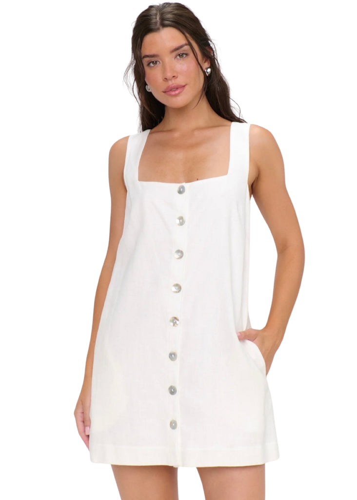 Show Me Your Mumu Everly Mini Dress - White Linen Show Me Your Mumu Everly Mini Dress - White Linen
