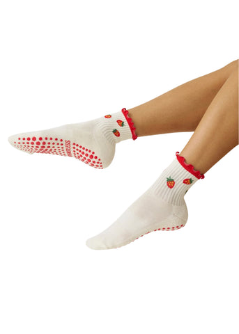 Strawberry Ruffle Pilates Sock