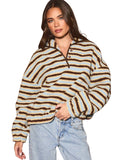 Collared Stripe Fleece Pullover
