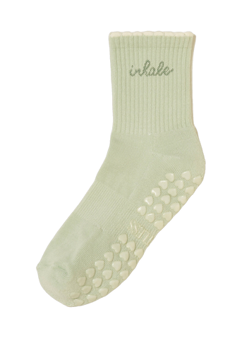 Inhale Exhale Grip Sock in mint green