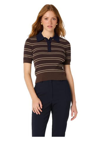Iris Sweater in brown navy stripe