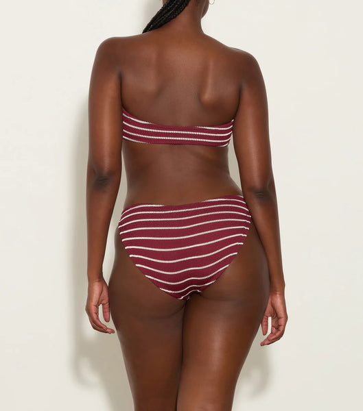 Jean Bikini Set - Wine/White Stripe