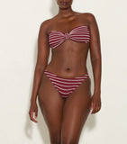 Jean Bikini Set - Wine/White Stripe