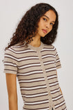 Kylie Sweater in heather oat stripe, front