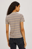 Kylie Sweater in heather oat stripe, back view