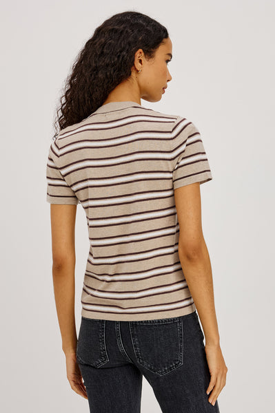 Kylie Sweater in heather oat stripe, back view