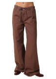 Kaylyn Drawstring Wide Leg Pants in Brown
