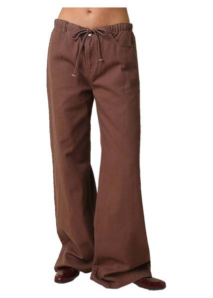 Kaylyn Drawstring Wide Leg Pants in Brown