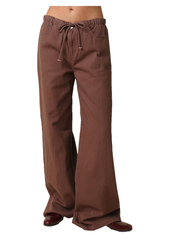 Kaylyn Drawstring Wide Leg Pants in Brown