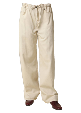 Kaylyn Drawstring Wide Leg Pants in Natural Taupe