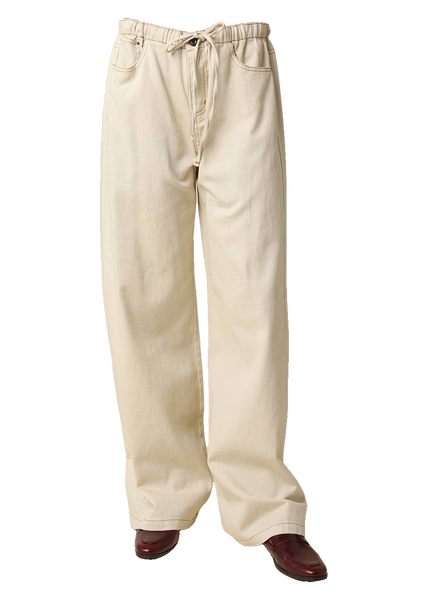 Kaylyn Drawstring Wide Leg Pants in Natural Taupe